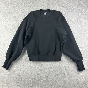Sweaty Betty Compass Seam Sweatshirt Womens Small Black Soft Fleece Thumbhole LS